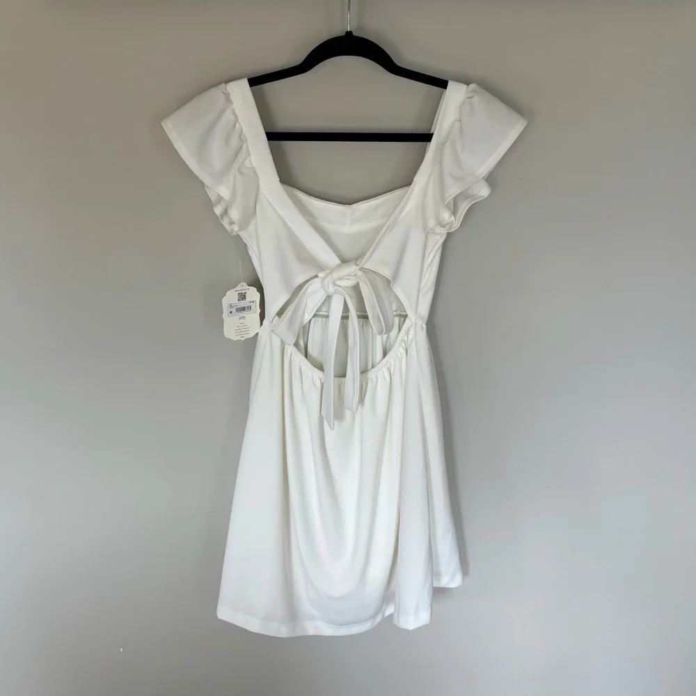 Altar’d State White Flutter Sleeve Mini Dress - Picture 2 of 10